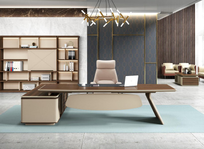 Elegant desk and large office cabinet in contemporary design